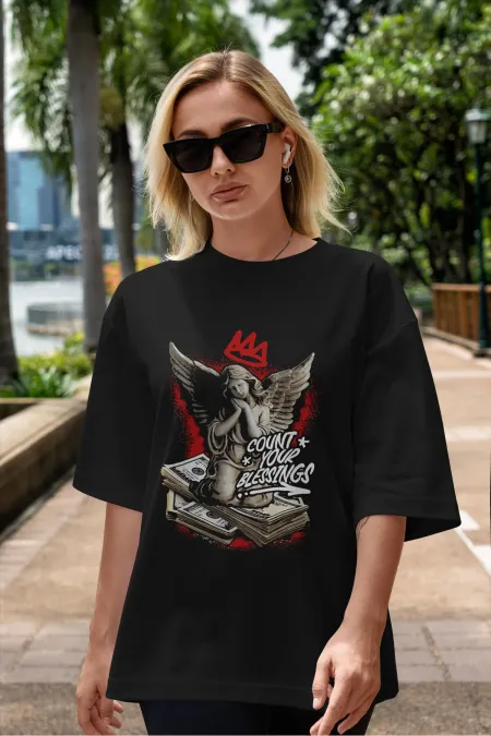 Unisex Men's/Women's COUNT Custom Printed Oversize Cotton Crew Neck T-Shirt