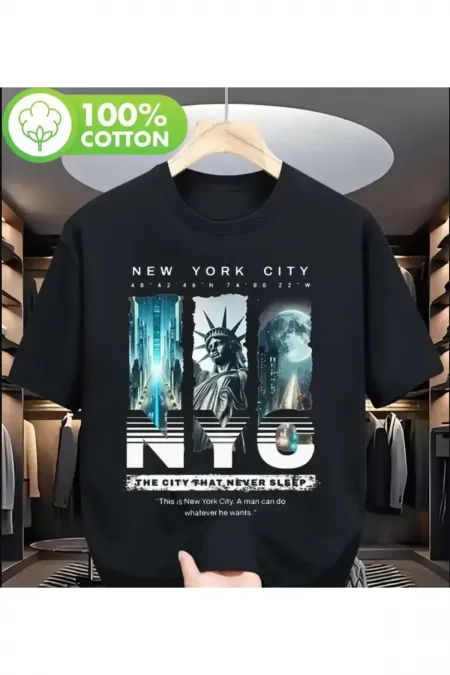 Unisex New York City NYC Designed Combed Cotton T-shirt