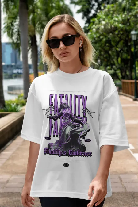 Unisex Women's/Men's FATALITY EMBRANCE Colorful Custom Printed Oversize Cotton Jersey T-Shirt