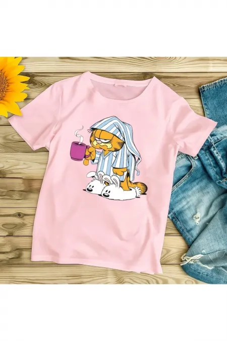Sleepy Garfield Printed Oversize Kids T-Shirt