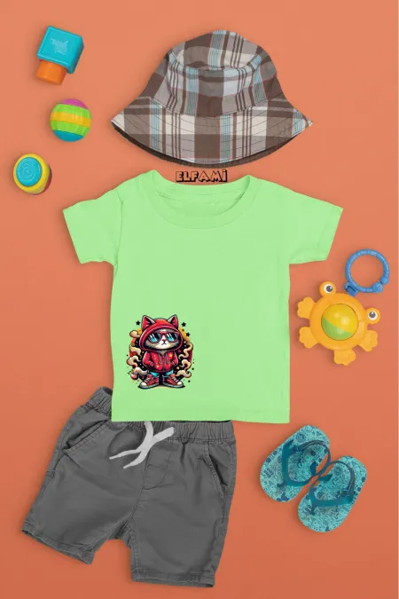 T-shirt imprimé chat mignon pour filles/garçons