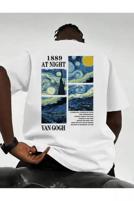 Van Gogh At Night Printed Men's Oversize T-shirt