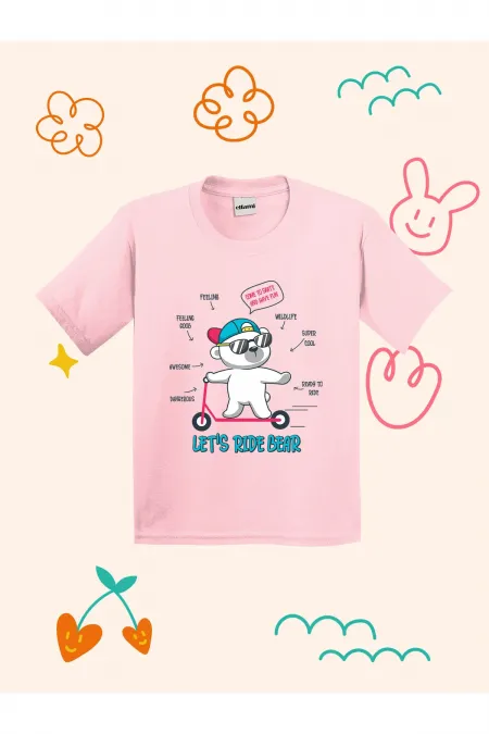 Kids' T-shirt with Skateboarder Teddy Bear Design Print
