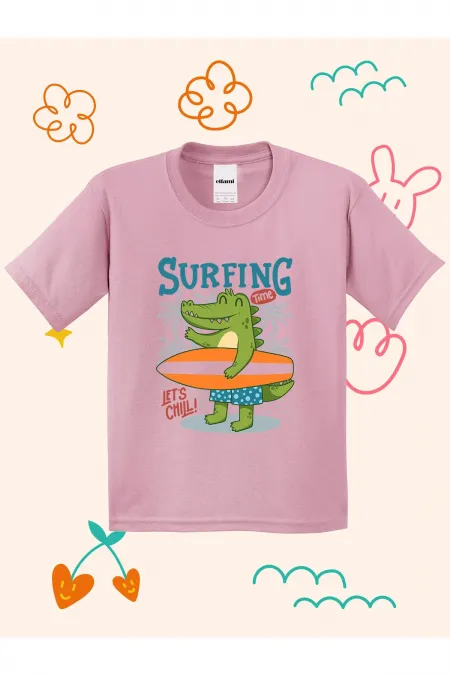 Surfer Dino Print Kids T-shirt