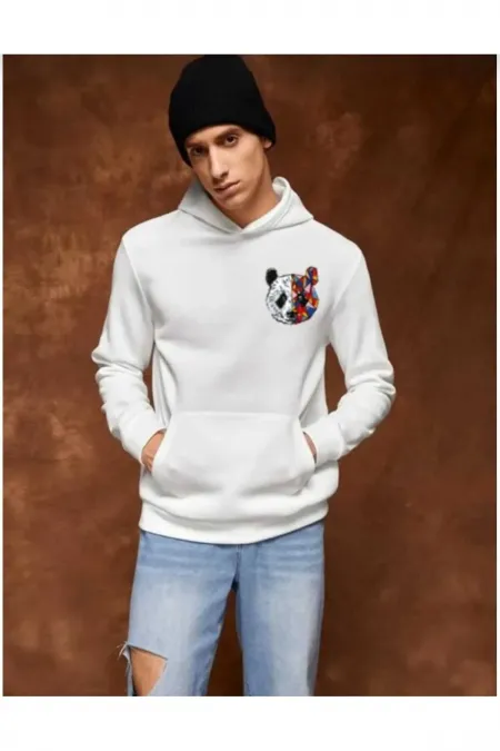 Panda Printed White Sweater