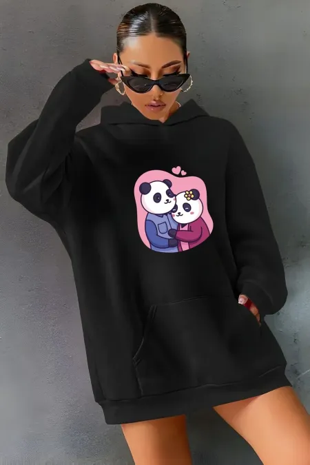 PANDA PRINTED HOODED SWEATSHIRT
