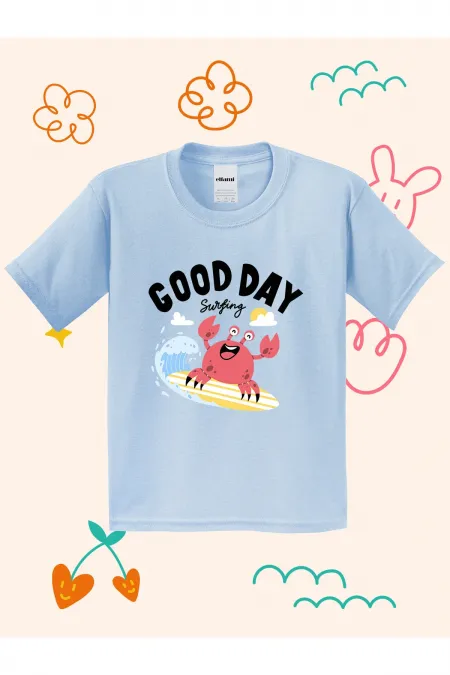 Surfer Crab Print Kids T-shirt