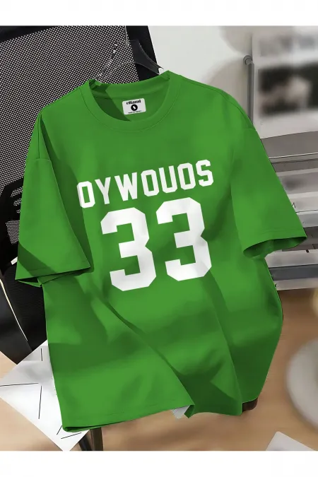 Unisex OYWOUOS 33 Baskılı Oversize Pamuklu Tişört