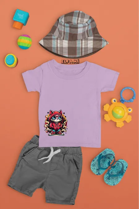 T-shirt imprimé chat mignon pour filles/garçons
