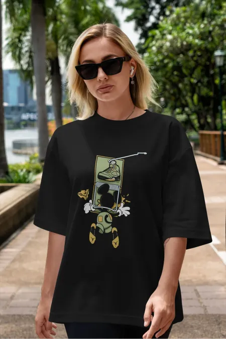 Unisex Men's/Women's MICKEY Custom Printed Oversize Cotton Crew Neck T-Shirt