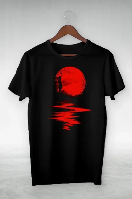 White Full Moon Illustration T-shirt garalio