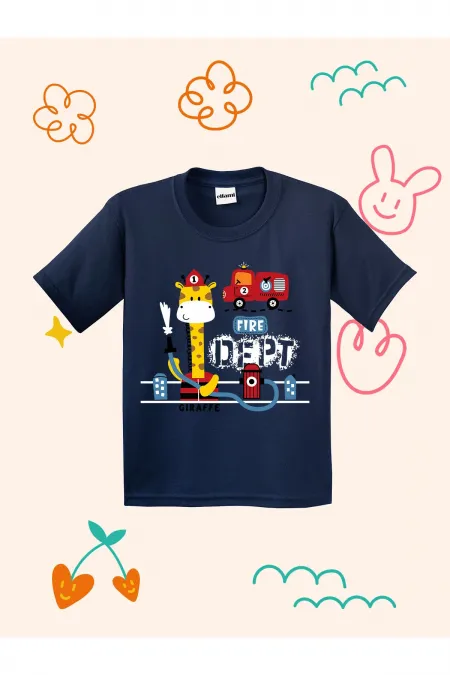 Firefighter Giraffe Print Kids T-shirt