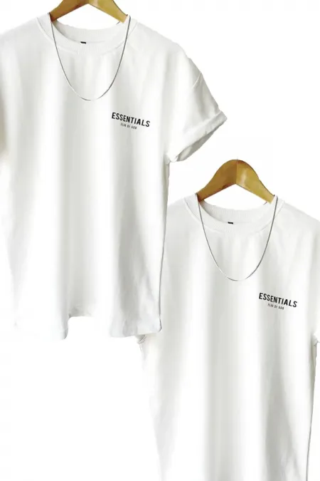 2-Pack White Men's Printed Crew Neck Short Sleeve T-shirt