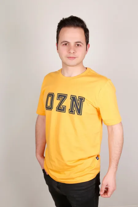 MUSTARD PRINTED CREW NECK T-SHIRT