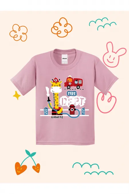 Firefighter Giraffe Print Kids T-shirt