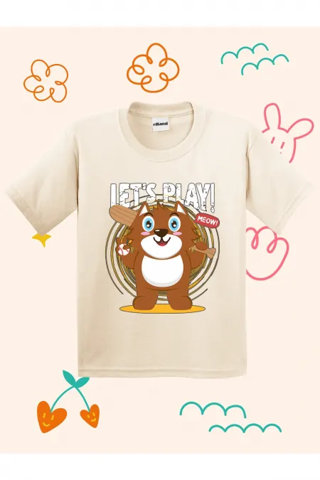 Baseball Kitten Print Kids T-shirt