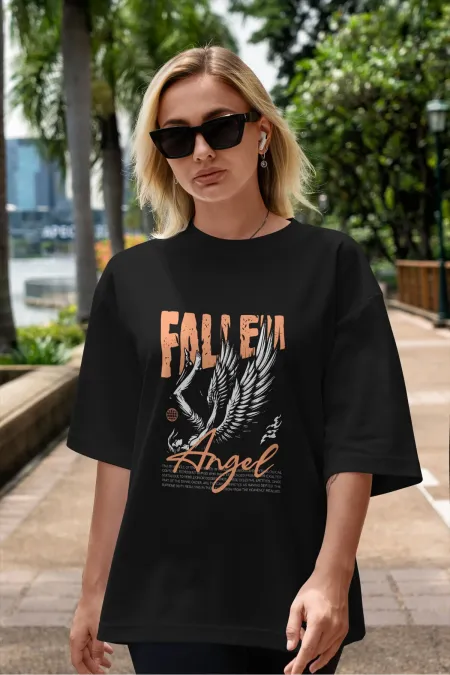 Unisex Men's/Women's FALLEN ANGEL 2-Color Special Print Oversize Cotton Crew Neck T-Shirt