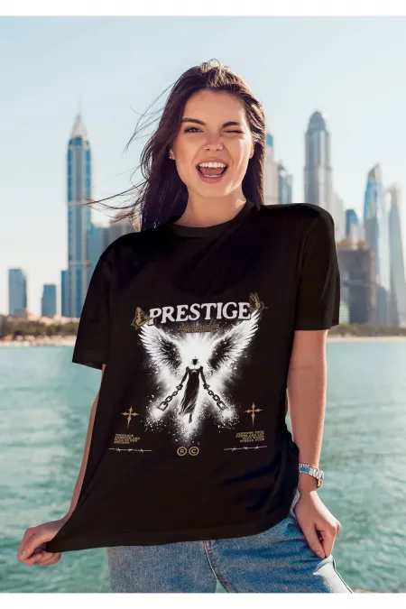 Unisex Men's/Women's PRESTIGE Colorful Custom Printed Oversize Cotton Crew Neck T-Shirt