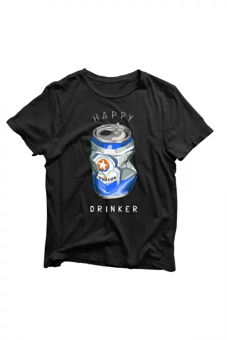 Happy Drinker Tişört - %100 Pamuklu
