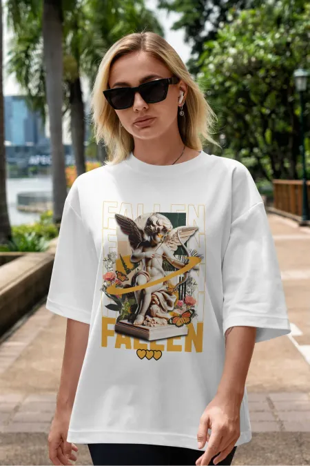 Unisex Women's/Men's FALLEN ANGEL 2-Color Special Print Oversize Cotton Jersey T-Shirt