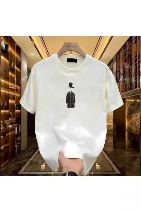Man in a Hat Printed White Men's T-shirt