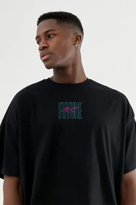 Future Printed Black Unisex Oversize T-shirt