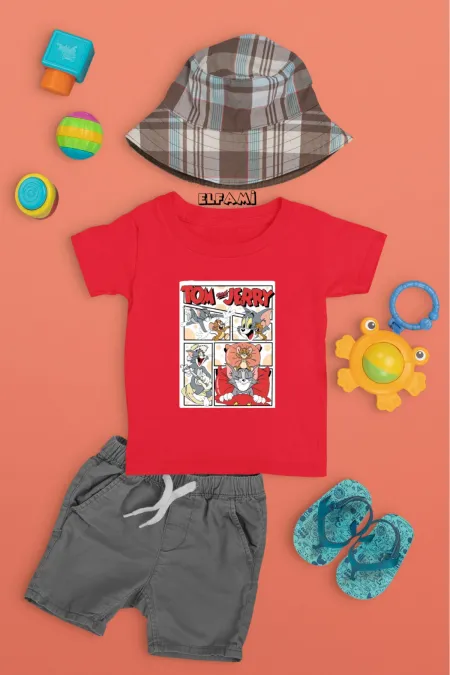 T-shirt imprimé Tom et Jerry pour fille/garçon