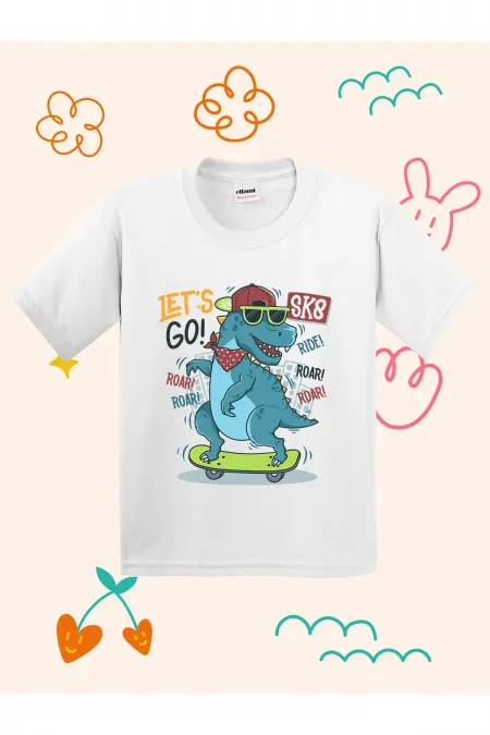 Lets Go Dino Print Kids T-shirt