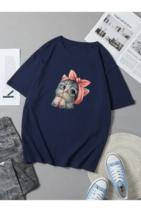 Men's Printed Cotton Crew Neck Short Sleeve Oversize T-shirt