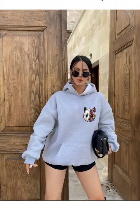 PANDA PRINTED HOODED SWEATSHIRT