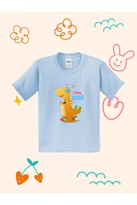 Cool Dude Dino Print Kids T-shirt