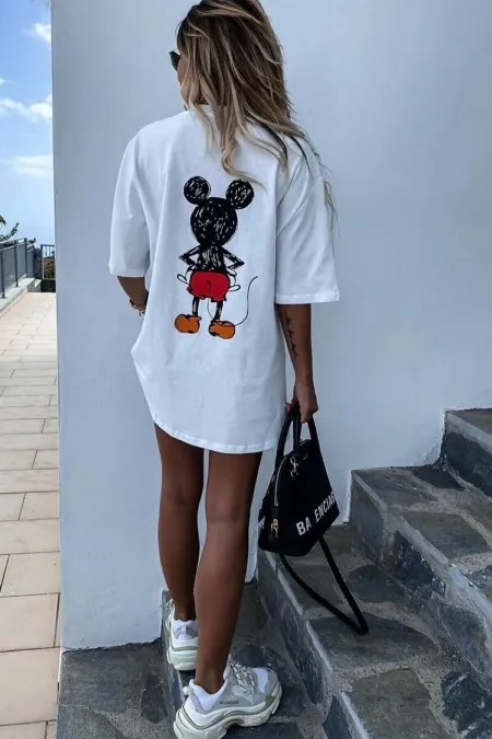 Oversized Printed White T-shirt