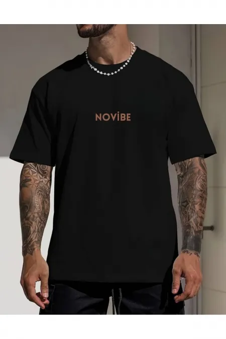 Unisex Crew Neck NoVibe Printed Oversize T-shirt