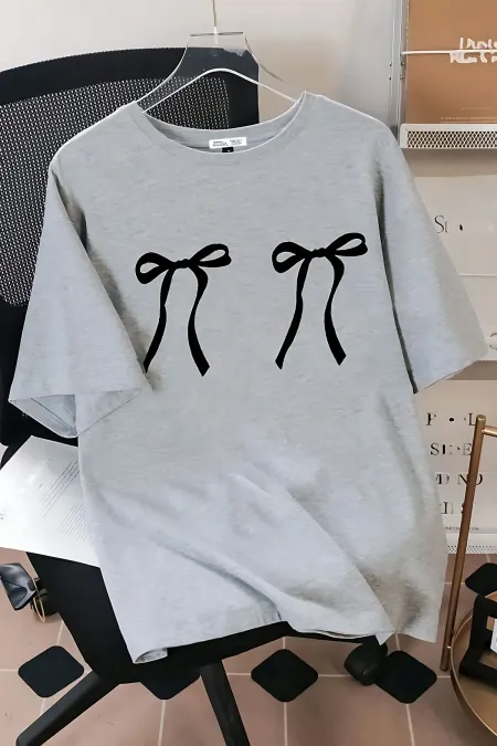 Unisex Men/Women RIBBON Colorful Custom Printed Oversize Cotton Crew Neck T-Shirt T-Shirt