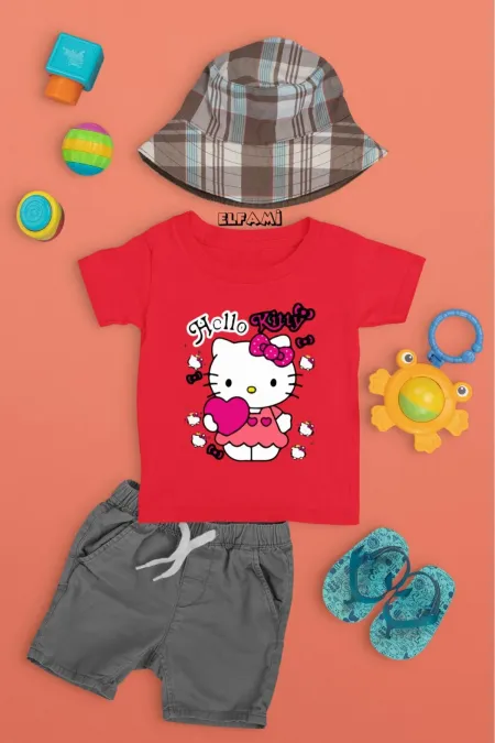 T-shirt imprimé Hello Kitty pour filles/garçons