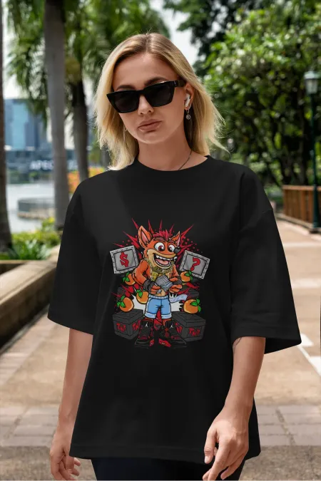 Unisex Men's/Women's CRASH Custom Printed Oversize Cotton Crew Neck T-Shirt