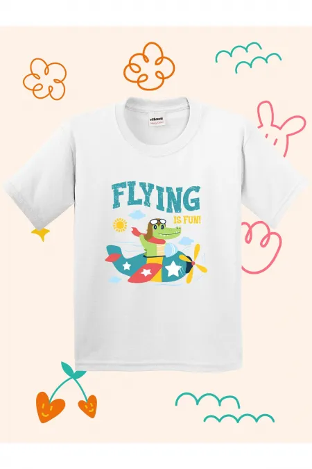 Flying Dino Print Kids T-shirt