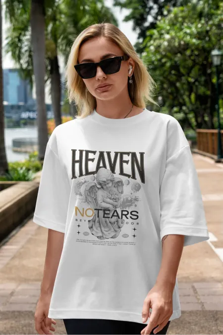 Unisex Women's/Men's HEAVEN Colorful Custom Printed Oversize Cotton Jersey T-Shirt
