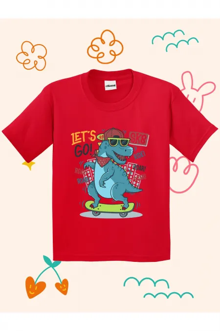 Lets Go Dino Print Kids T-shirt