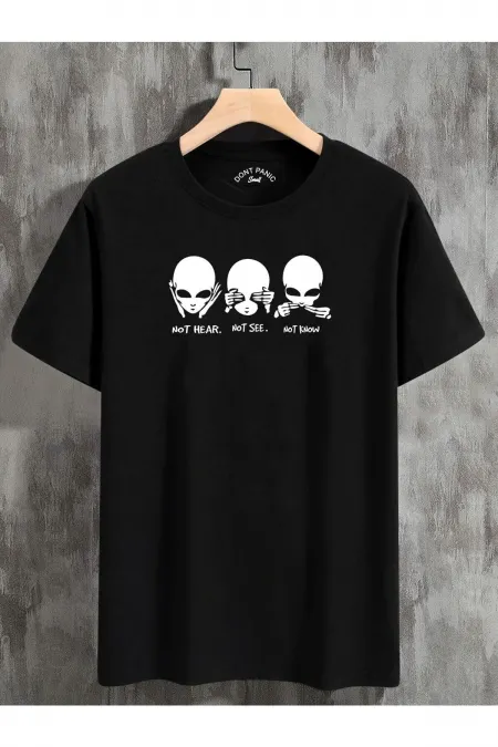 Unisex Oversize T-shirt Not Hear Front Printed Black