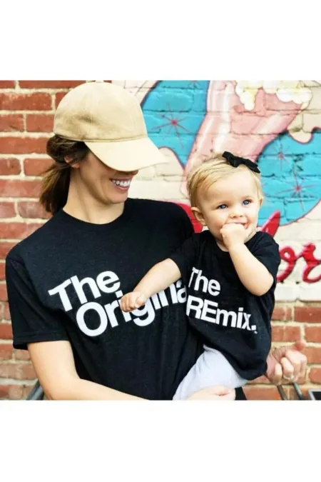 2li Anne Kız Tişört Kombini The Original The Remix Baskılı Siyah Bedenleri Soru Sora Mesaj Atın