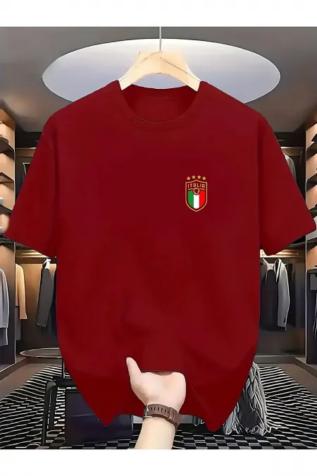 Men's Red Italy Printed Overszie T-shirt