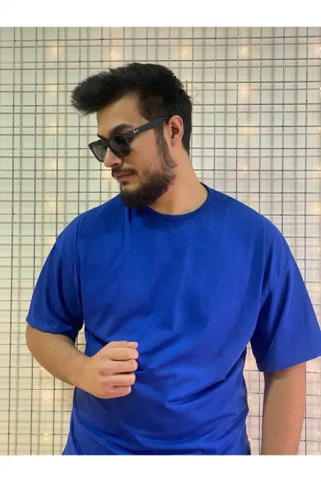 Unisex Blue Crew Neck Oversize T-Shirt