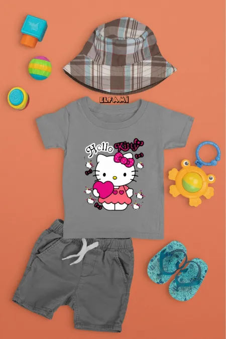 T-shirt imprimé Hello Kitty pour filles/garçons