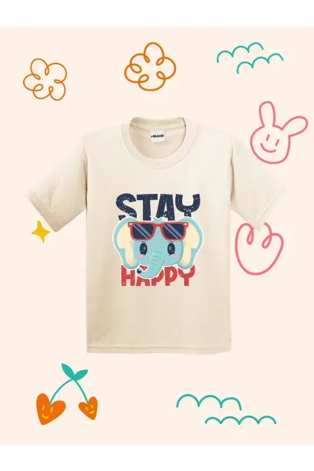 Cute Elephant Design Printed Kids T-shirt