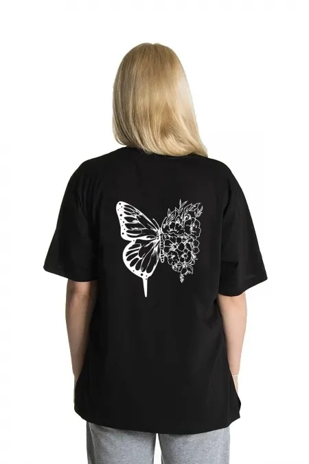 Unisex Siyah- Kırmızı Dolunay Illustrasyon Vip Tasarım Tshirt