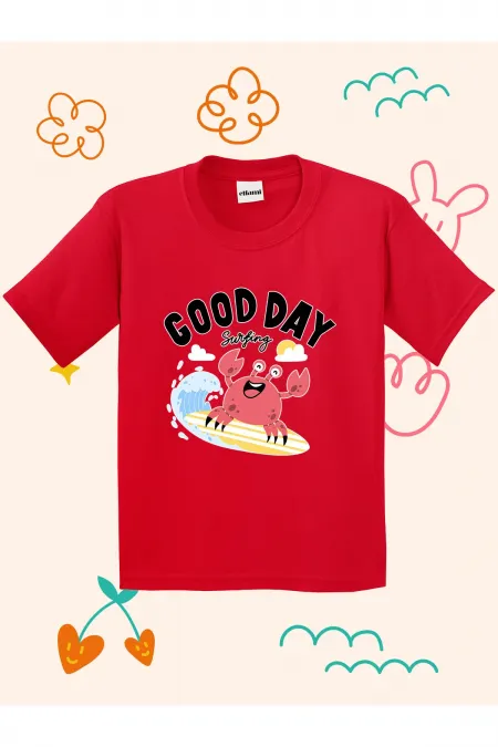 Surfer Crab Print Kids T-shirt