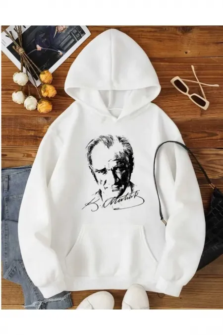 Atatürk Printed White Sweater