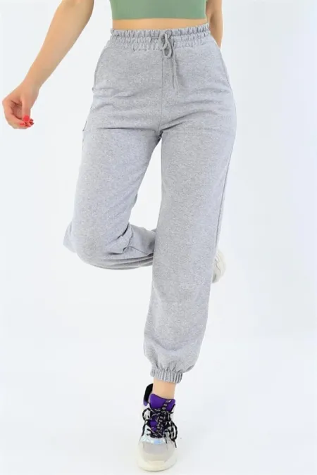 Women's Gray Pocketed Sweatpants