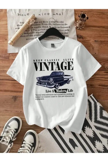 Unisex Oversize Vintage Printed Combed Cotton T-shirt